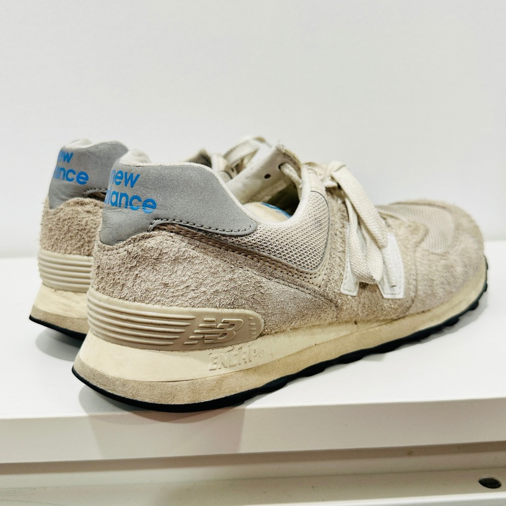 New Balance 574 Mens 8 Beige Hairy Suede Mesh Low Top Sneakers U574RZ2 - Picture 9 of 13